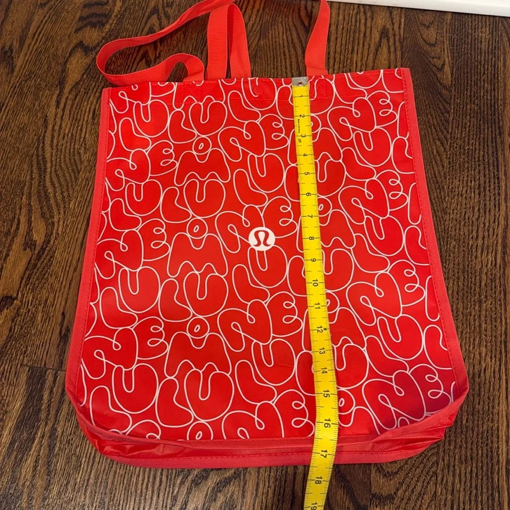 Lululemon Bubble Font Red Orange White Large Reusable Shopping Tote Bag 2025 - Picture 8 of 9